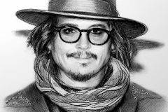 Johnny Depp,	40x50 cm,	kuiv pintsel, paber	2022