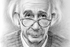 Albert Einstein,	40x50 cm,	kuiv pintsel, paber	2022