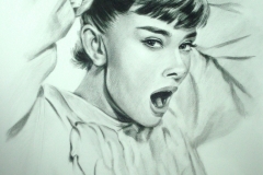 Audrey Hepburn; 50x70 cm; kuiv pintsel, paber; 2013